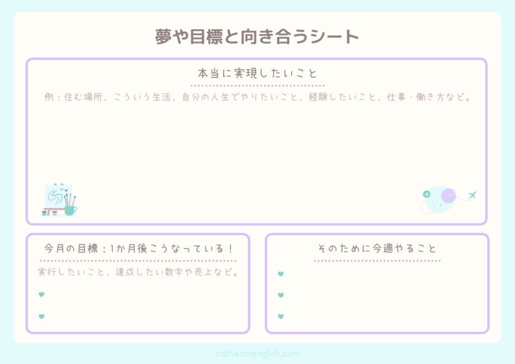 夢や目標と向き合うシート